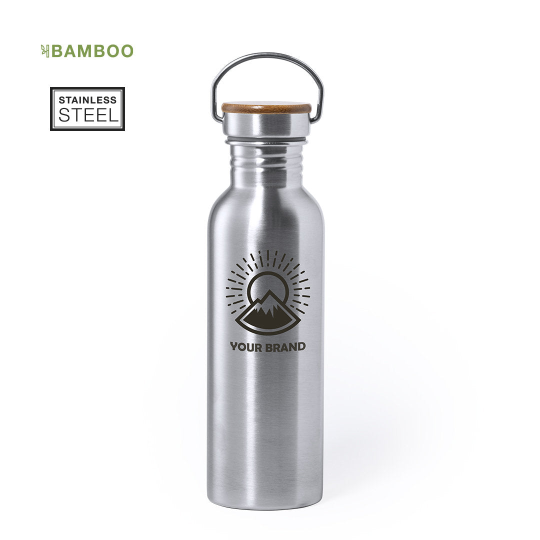 Gourde en acier inoxydable et bambou 800ml RANGLER avec marquage logo