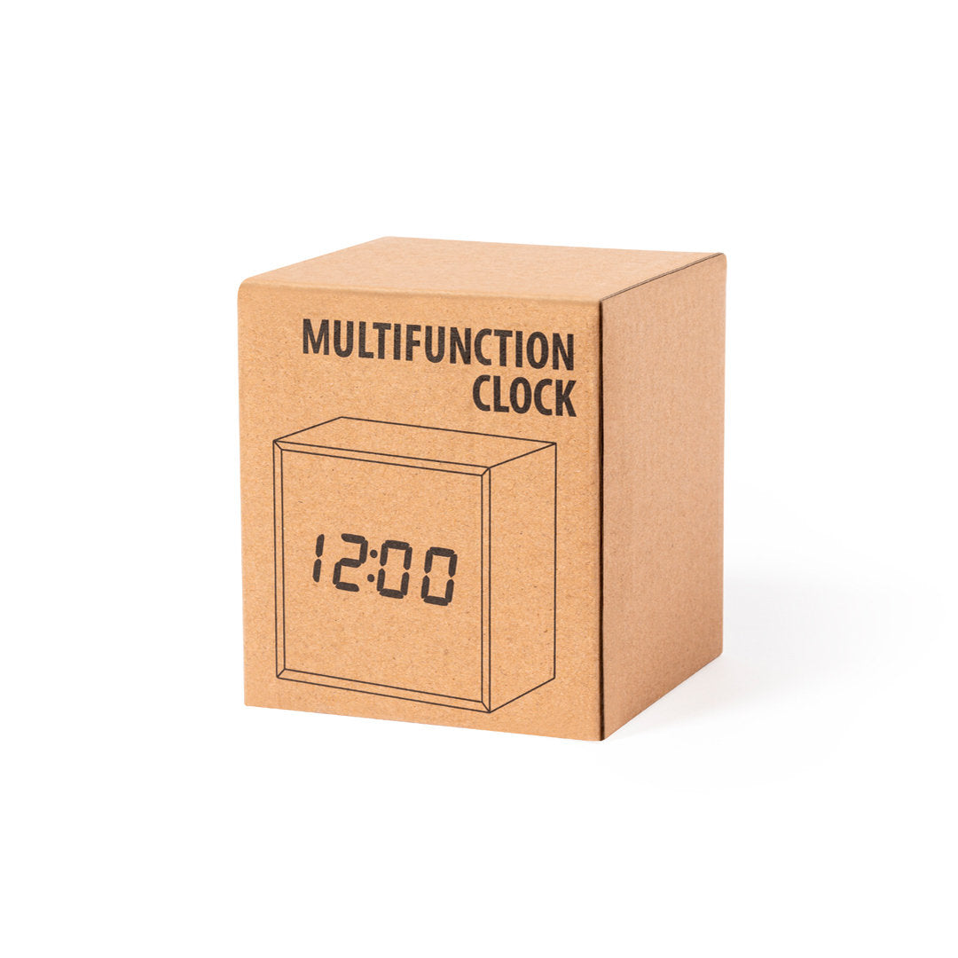 Horloge multifonction affichage numérique en bambou MELBRAN carton