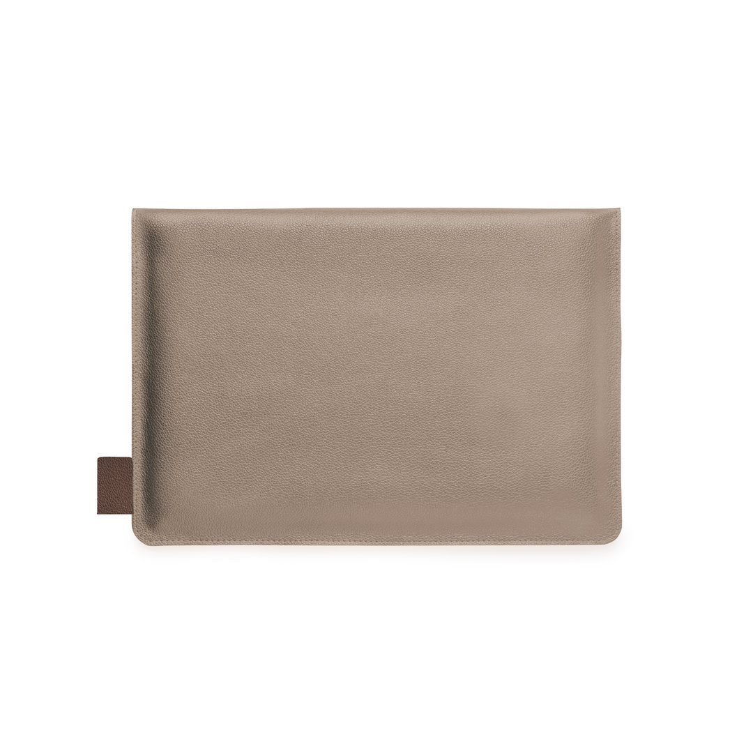 Housse pour ordinateur portable en rpet résistant rembourré en cuir recyclé KROLL beige marquage logo