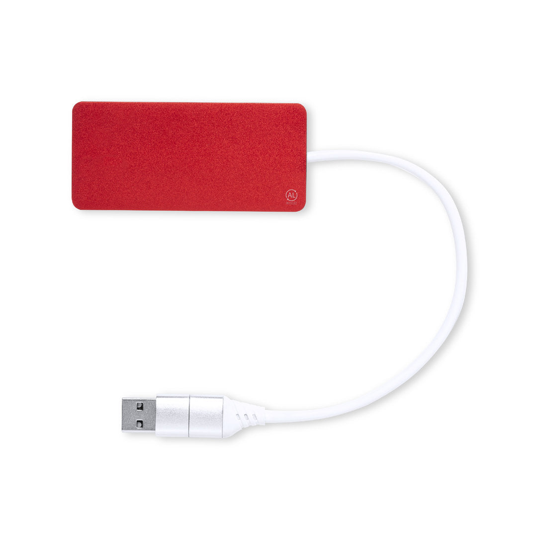 Hub usb 2.0 en aluminium recyclé KALAT rouge