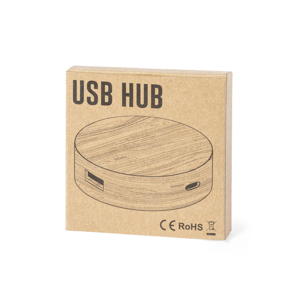 Hub usb avec 2 ports usb 2.0 en bambou LASIAR avec étui carton