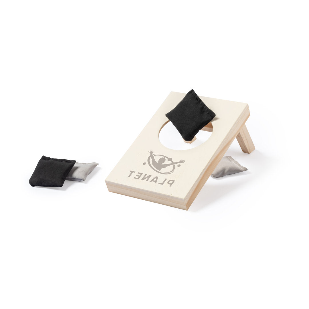 Jeu de précision en bois de pin, base trouée, 4 sachets de sable en 2 couleurs, boîte individuelle kraft