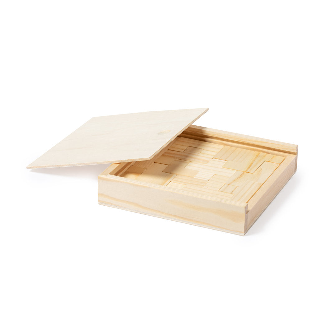 Jeu de compétences en bois avec 13 pièces, boîte en bois avec couvercle pour un rangement pratique