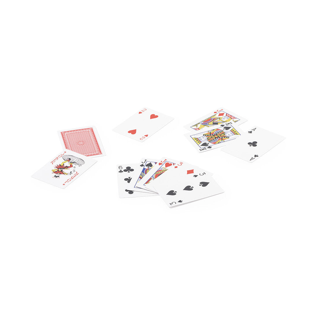 Accessoire de divertissement : Jeu de cartes français, étui translucide avec verrou de sécurité, 54 cartes incluses