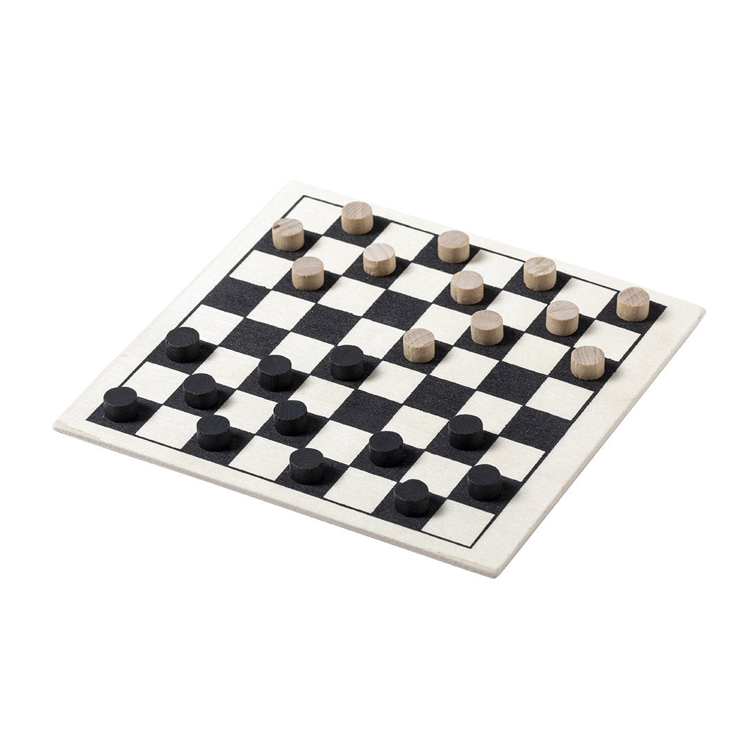 Ensemble de jeux naturels en bois comprenant échecs, parcheesi et dames, dans une mallette pratique