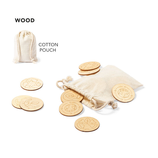 Jeu de sensibilisation écologique en bois avec ensemble de 24 pièces, dans un sac de transport en coton 100 %