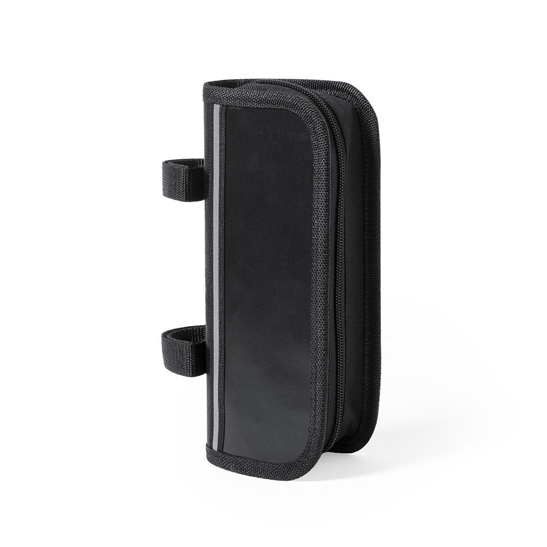Kit de réparation vélo 17 accessoires dans étui en polyester 600D avec fermeture zippée personnalisable logo entreprise