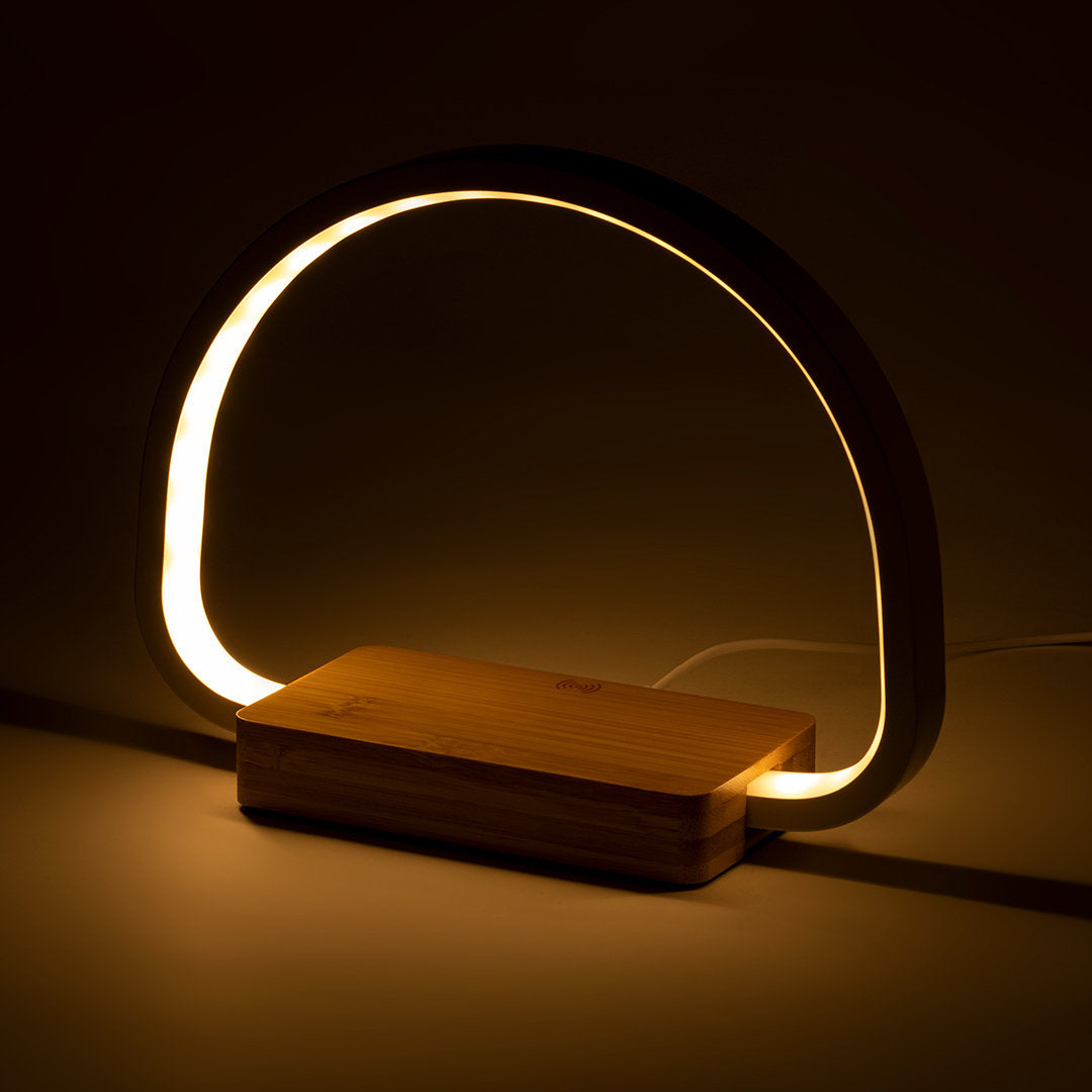 Lampe chargeur fabriquée en bambou avec logo entreprise