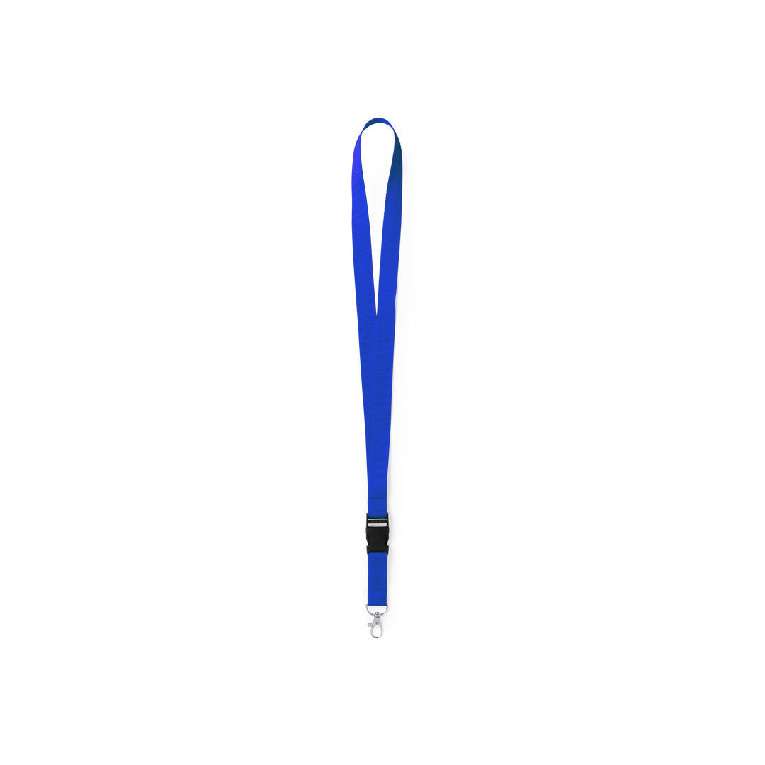 Lanyard en polyester avec crochet métallique KUNEL bleu