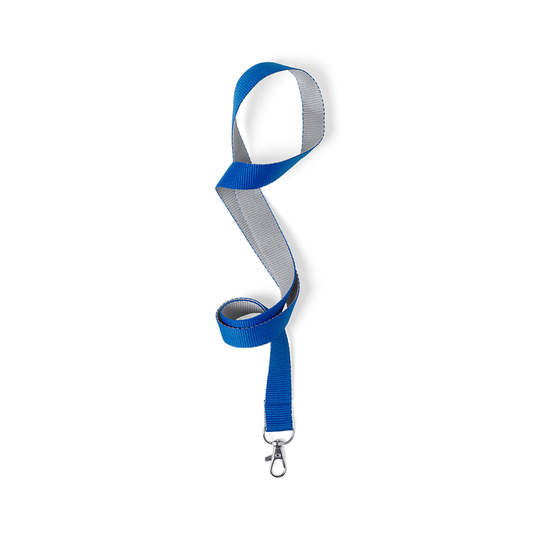 Lanyard en polyester avec mousqueton métallique TREMEN bleu