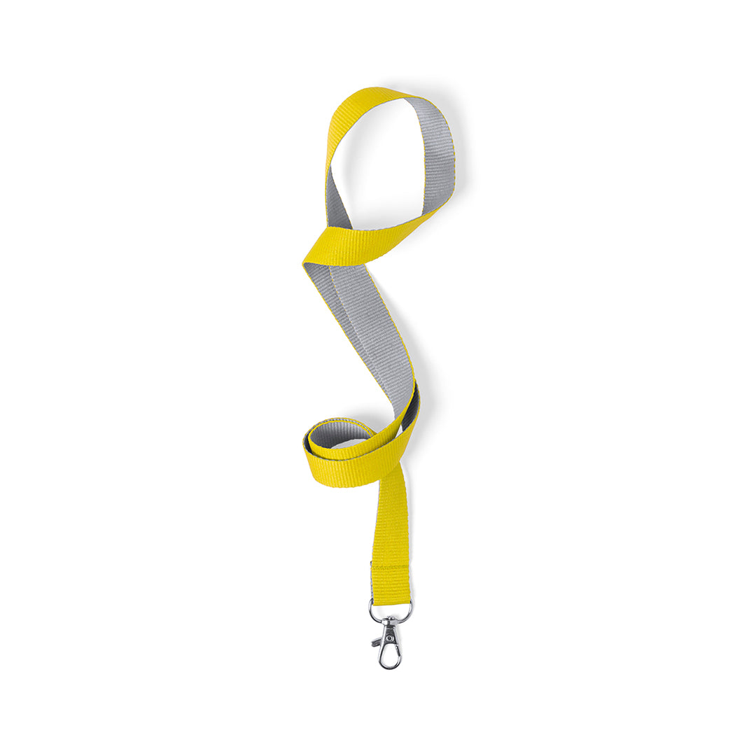 Lanyard en polyester avec mousqueton métallique TREMEN jaune