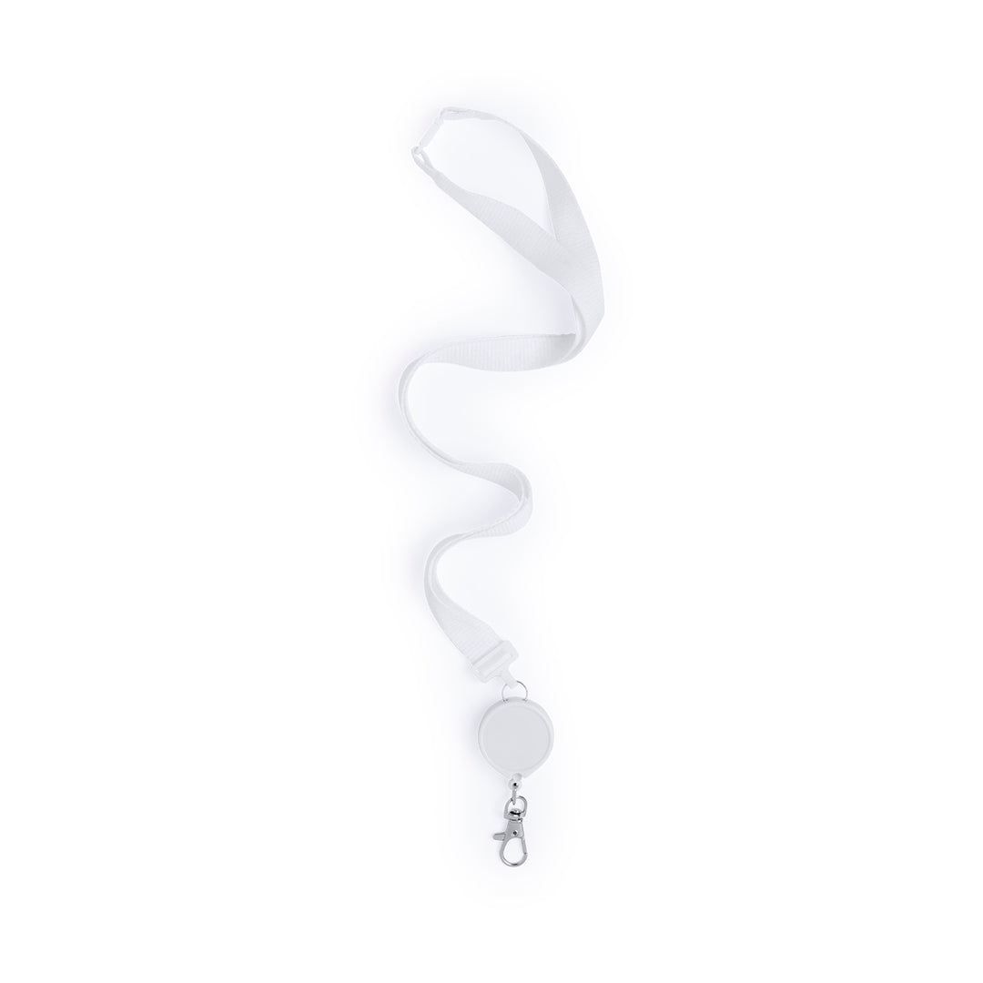 Lanyard extensible en polyester avec fermeture de sécurité LEMER blanc