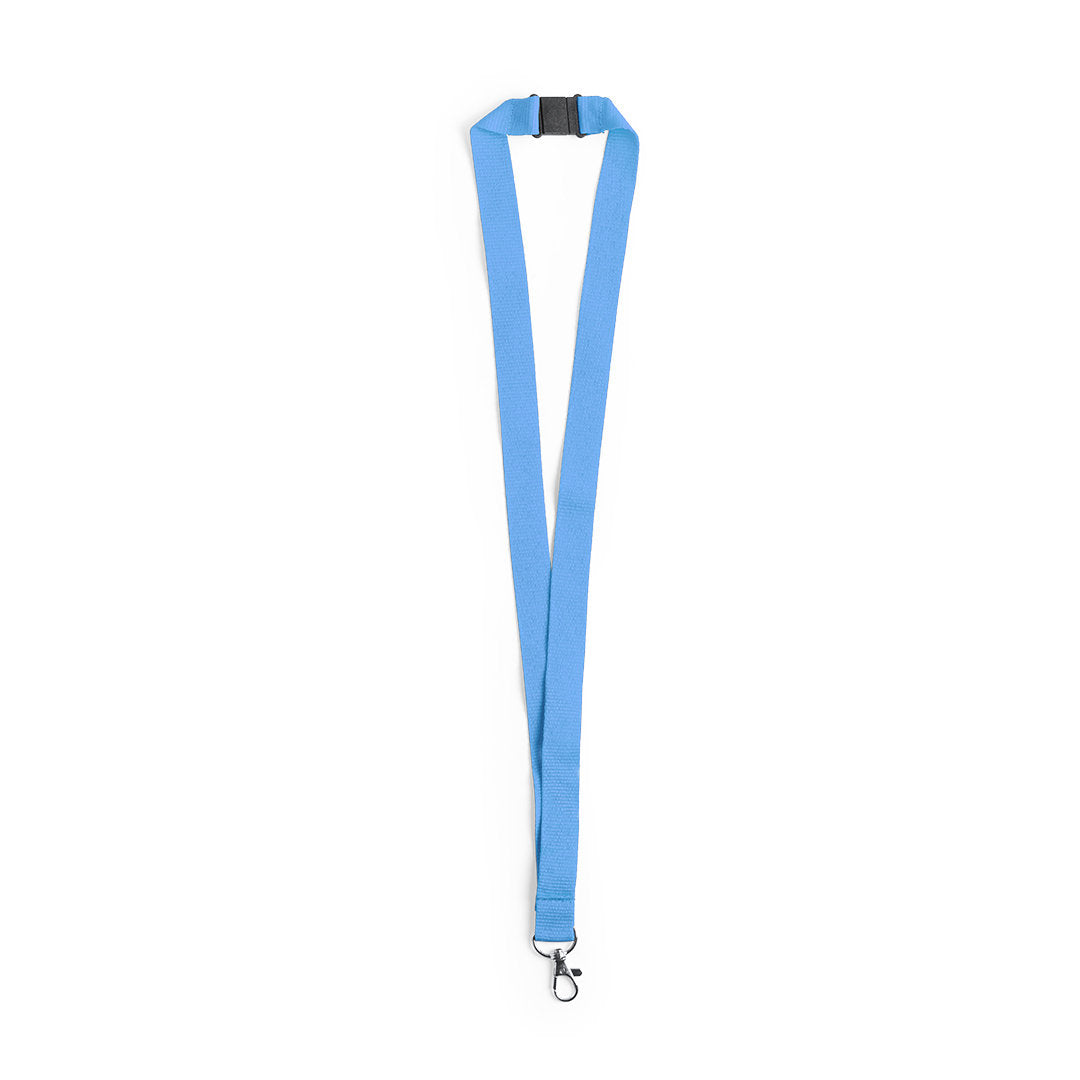 Lanyard, tour de cou en polyester avec mousqueton en métal et fermeture sécurité KAPPIN bleu très clair