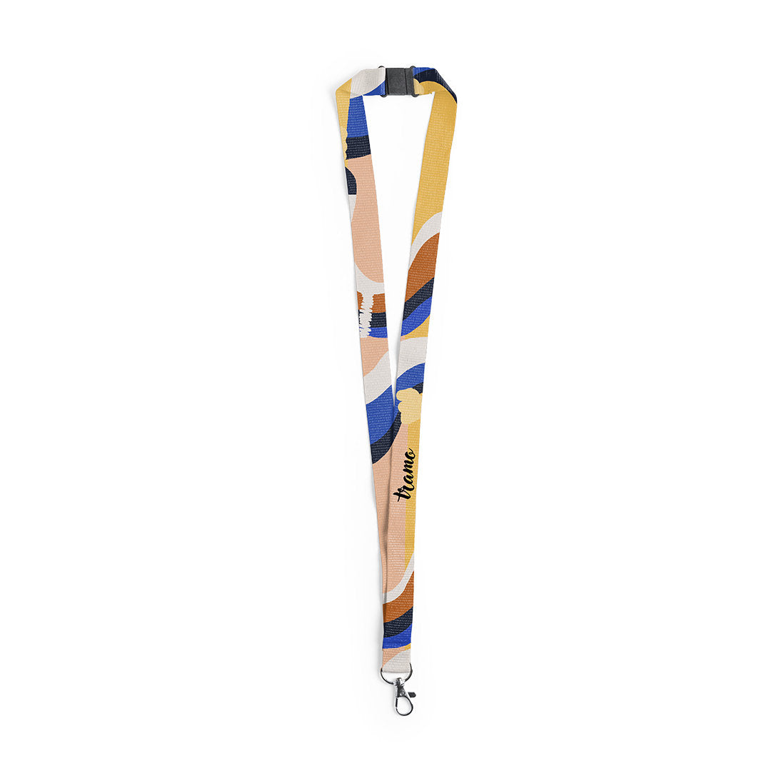 Lanyard, tour de cou en polyester avec mousqueton en métal et fermeture sécurité KAPPIN marquage logo