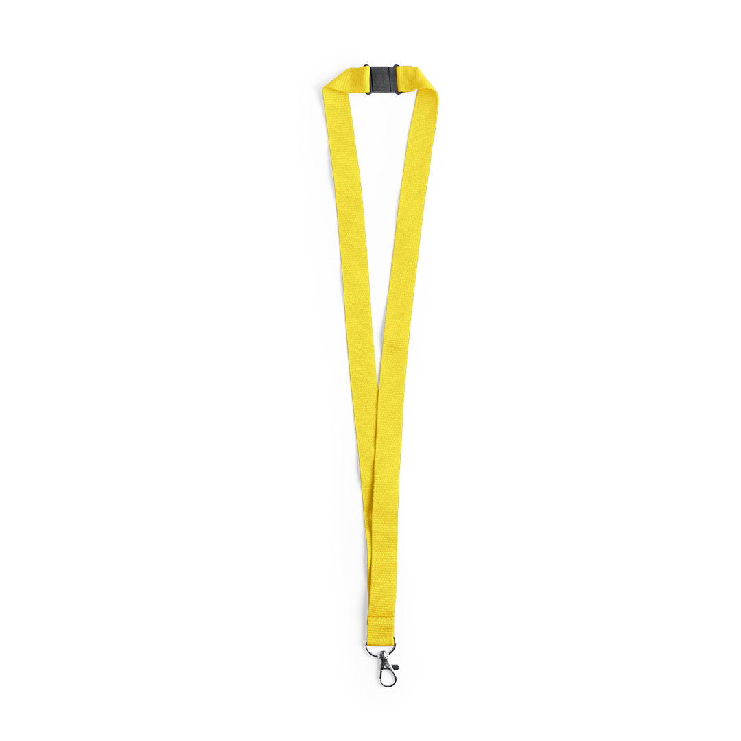 Lanyard, tour de cou en polyester avec mousqueton en métal et fermeture sécurité KAPPIN jaune