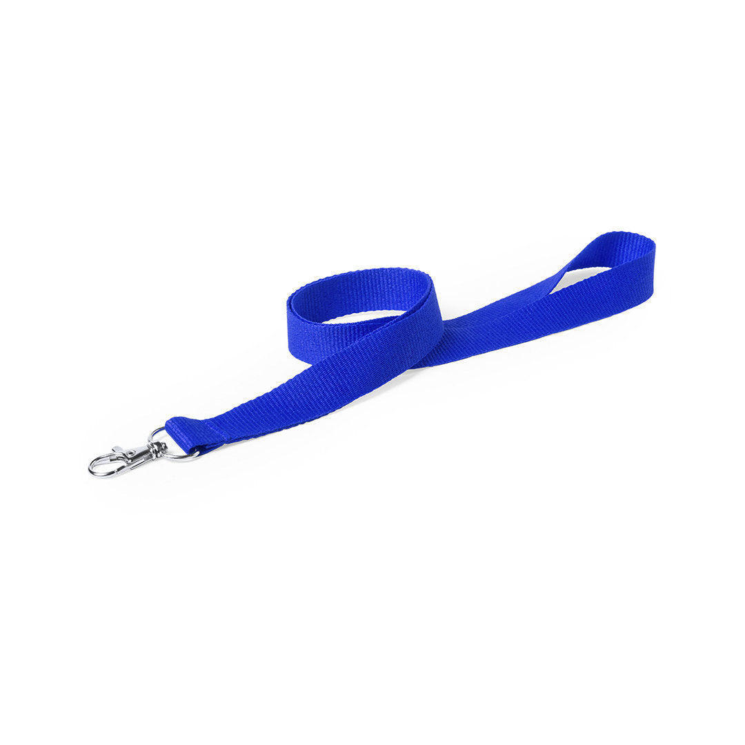 Lanyard en polyester avec mousqueton métal NECK bleu foncé