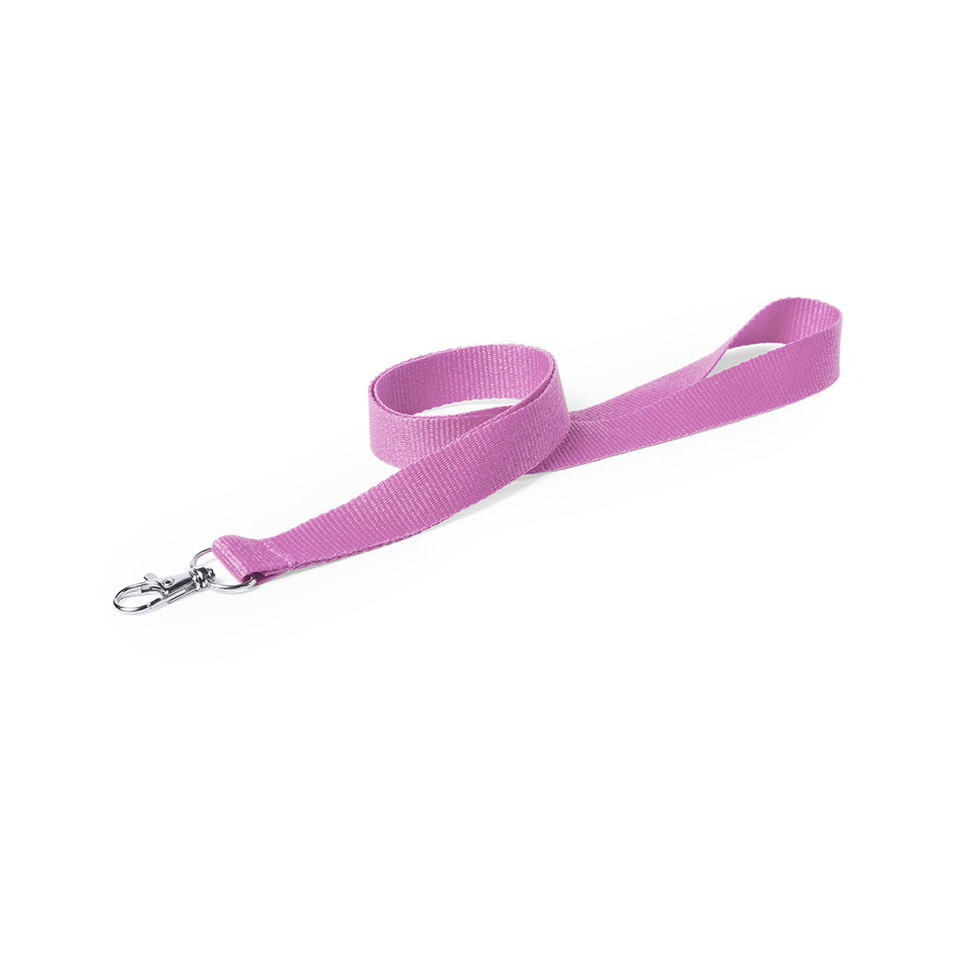 Lanyard en polyester avec mousqueton métal NECK rose