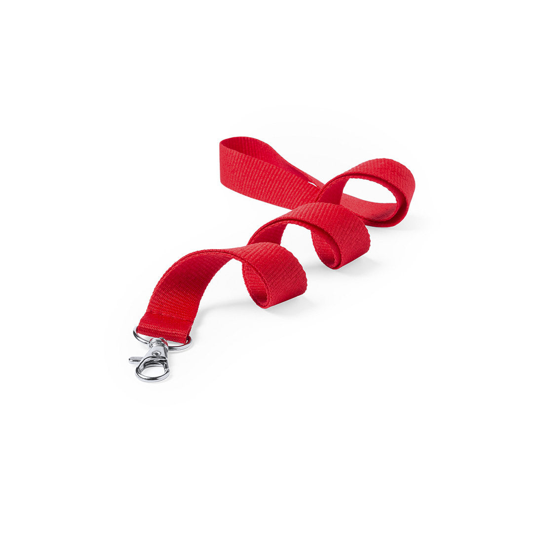 Lanyard en polyester avec mousqueton métal NECK rouge