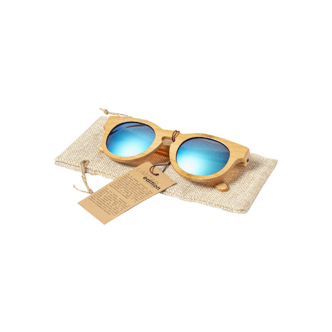 Lunettes de soleil en bambou verres bleu