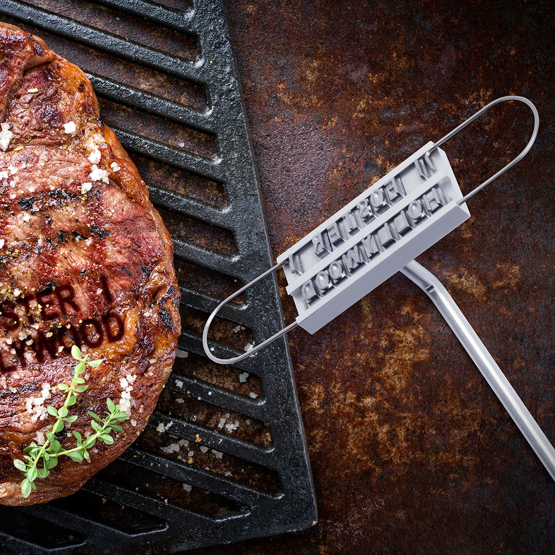 marqueur à viande personnalisable avec manche en bois