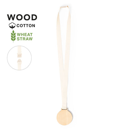 Médaille en bois naturel, coton et fibre de blé GUSTER