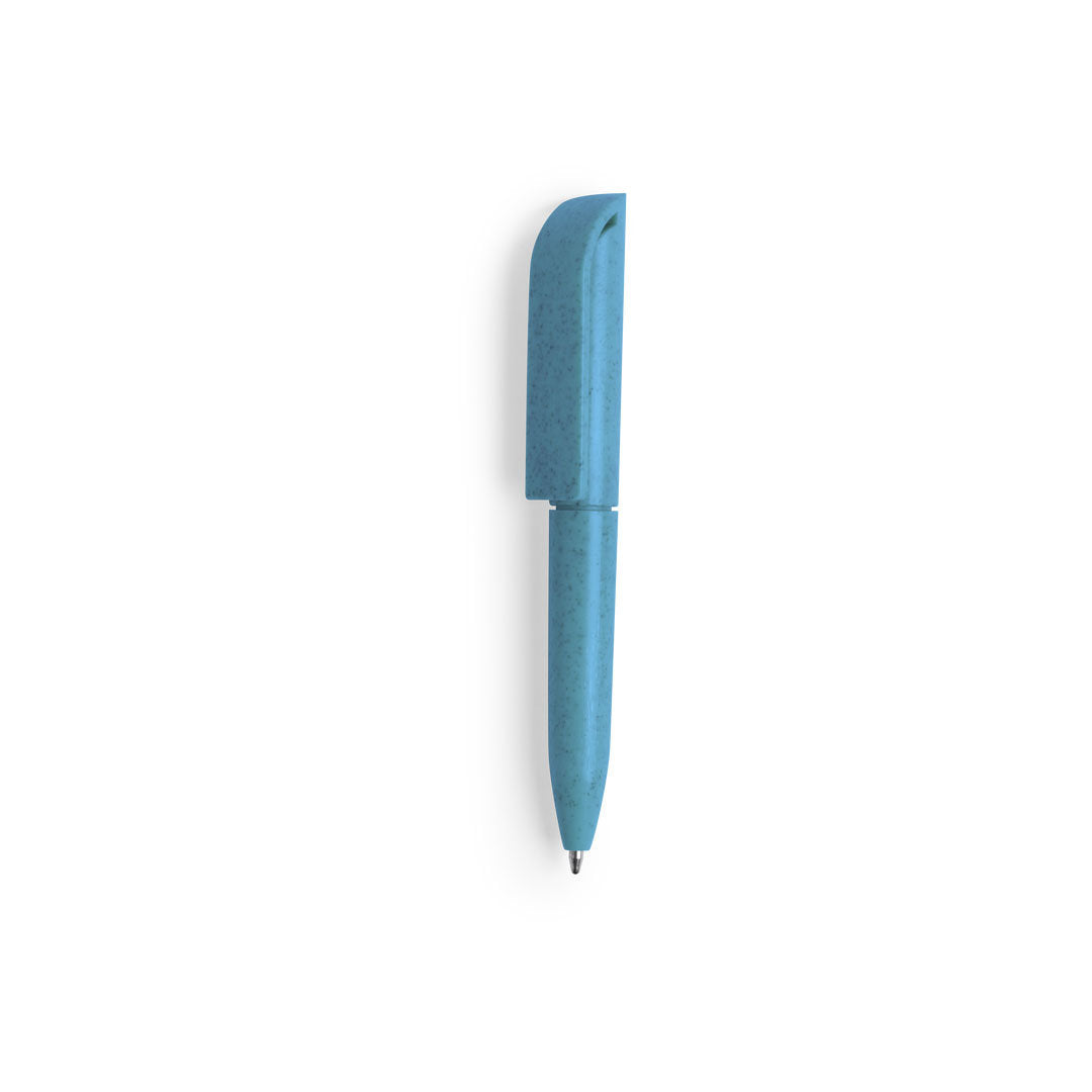 mini stylo en paille de blé bleu