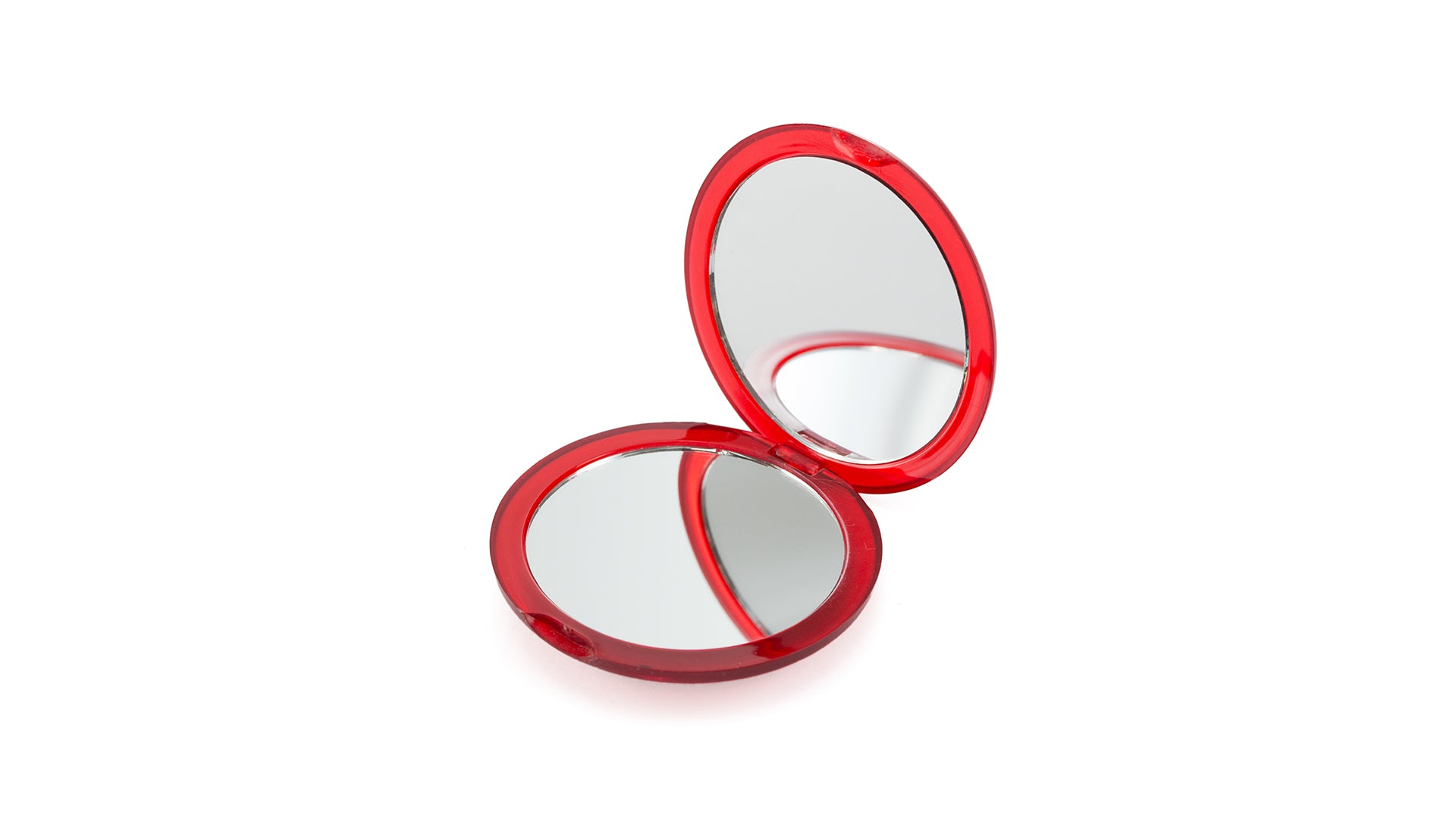 Miroir pliable pratique avec deux miroirs intérieurs.