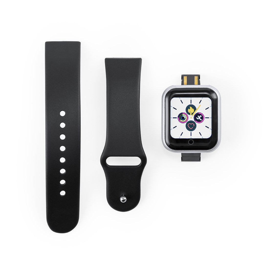 Montre intelligente multifonction, batterie 55 mAh avec bracelet en tpu SIMONT noire personnalisable logo entreprise