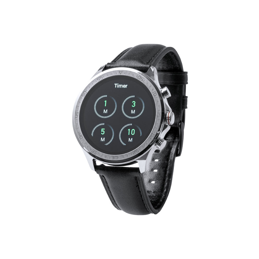 Montre intelligente multifonctions, batterie 230 mAh, bracelet en cuir FRONK personnalisable avec logo entreprise