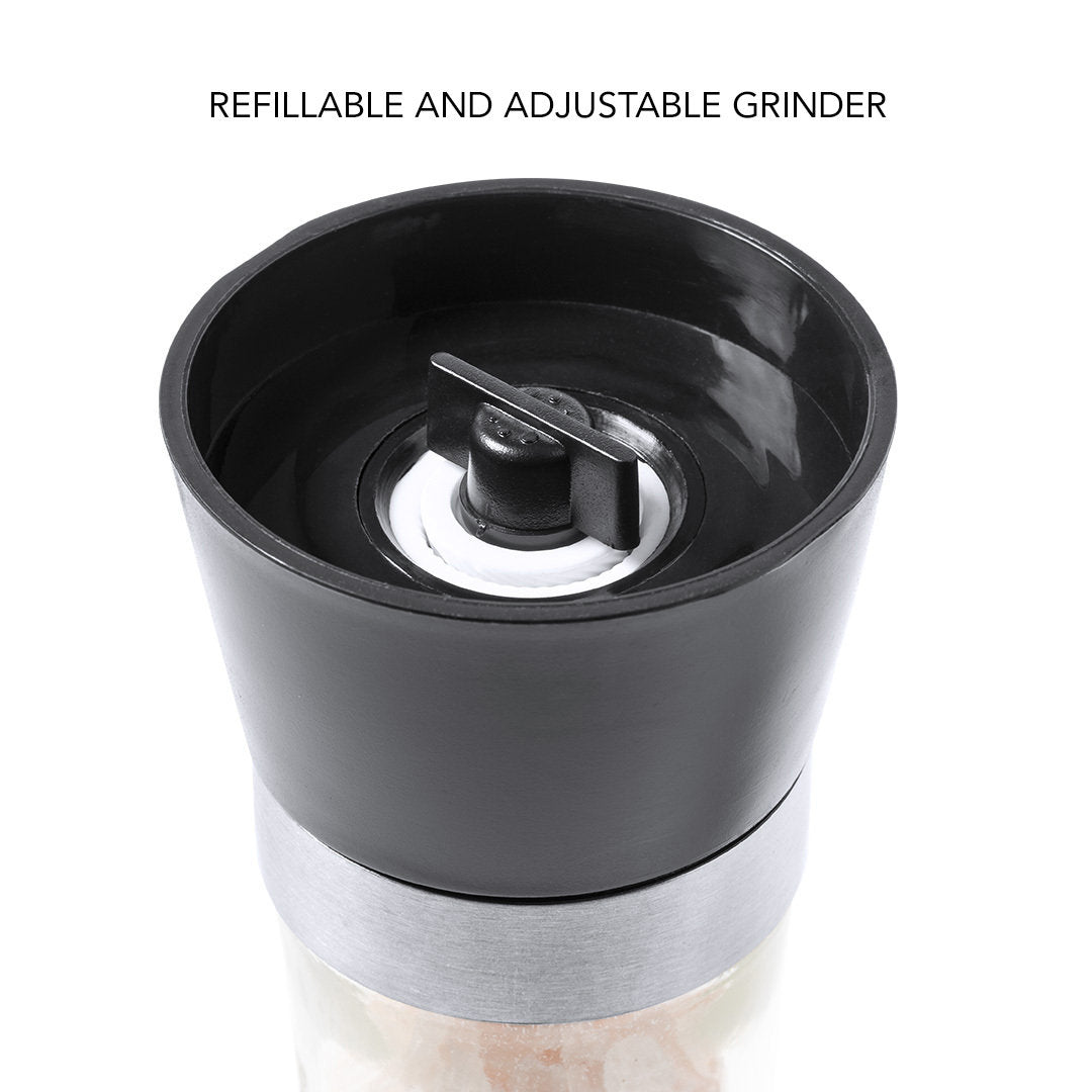 Récipient rechargeable pour sel rose de l'Himalaya.