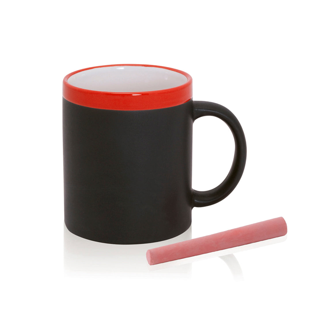 Mug en céramique de 350 ml avec craie incluse COLORFUL rouge personnalisable logo