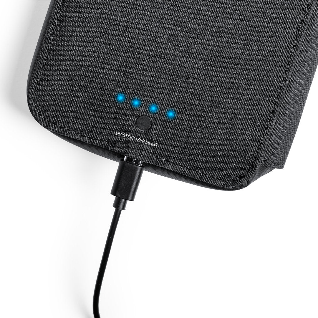 Organiseur et stérilisateur avec lumière uv usb type c en polyester 600d et pu BOXNY lumière bleu