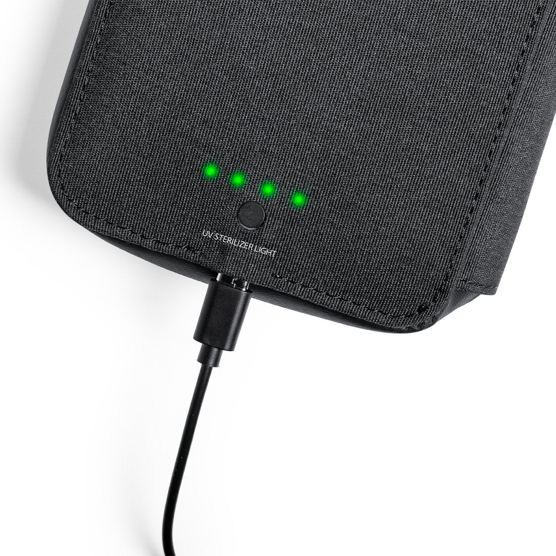 Organiseur et stérilisateur avec lumière uv usb type c en polyester 600d et pu BOXNY lumière verte