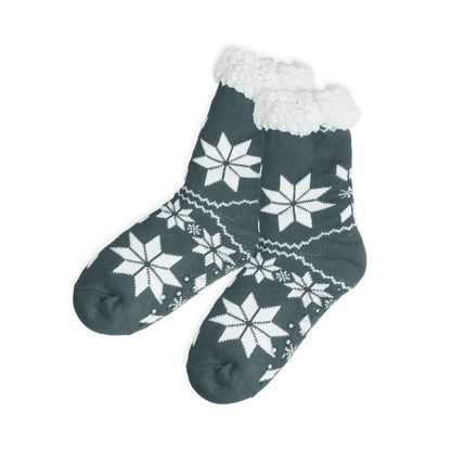 Paire de chaussettes anti-dérapantes aux motifs de Noël grises