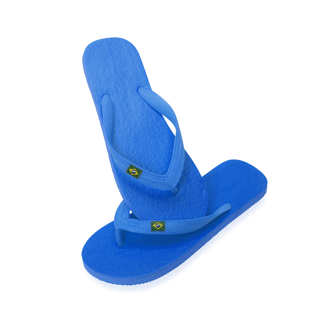 paire de tongs résistantes logo brésil personnalisables bleues