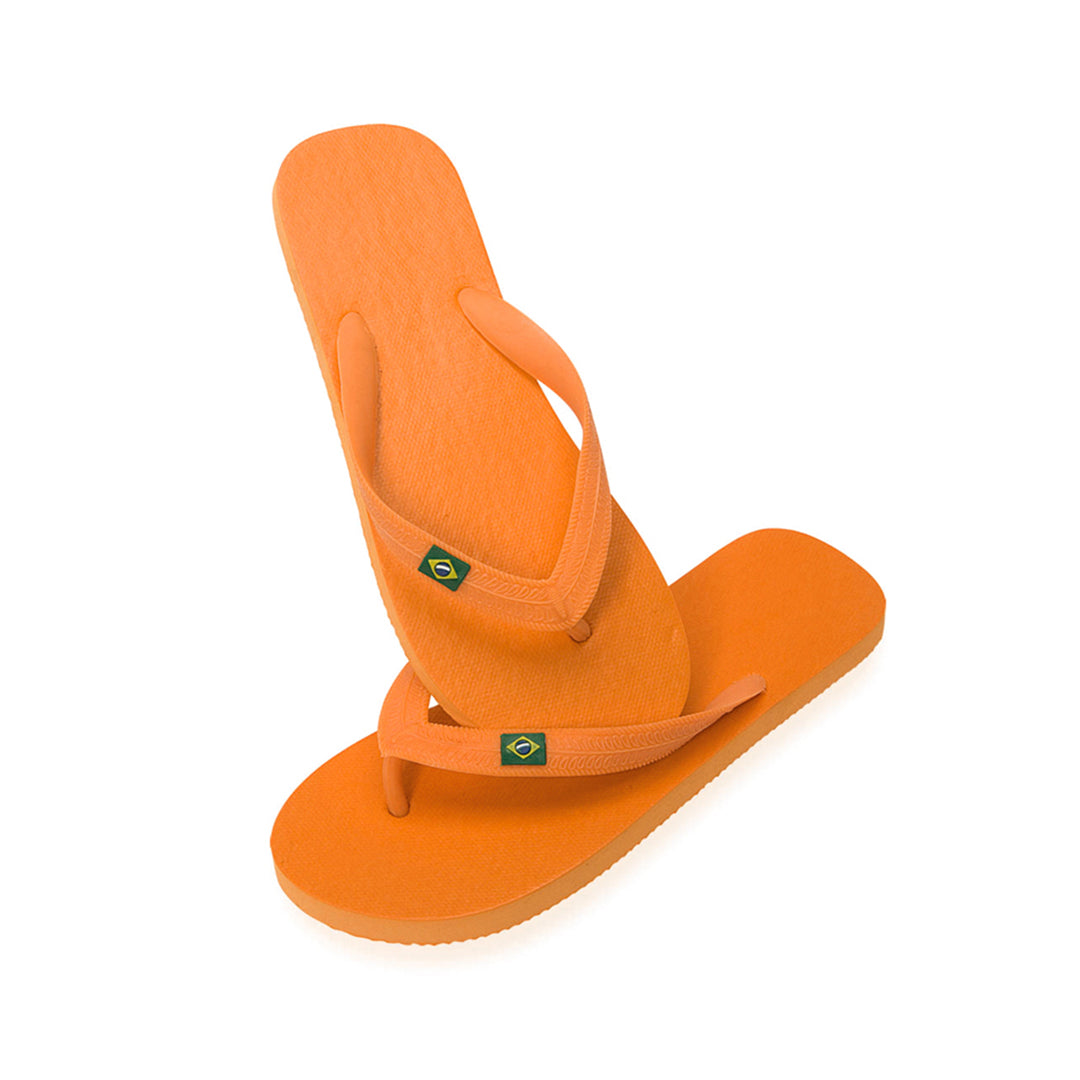 paire de tongs résistantes logo brésil personnalisables oranges
