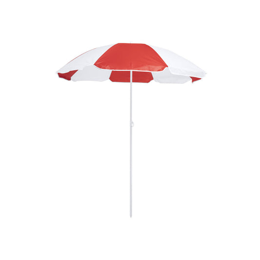 Parasol de plage bicolore en nylon résistant : Style et durabilité combinés.