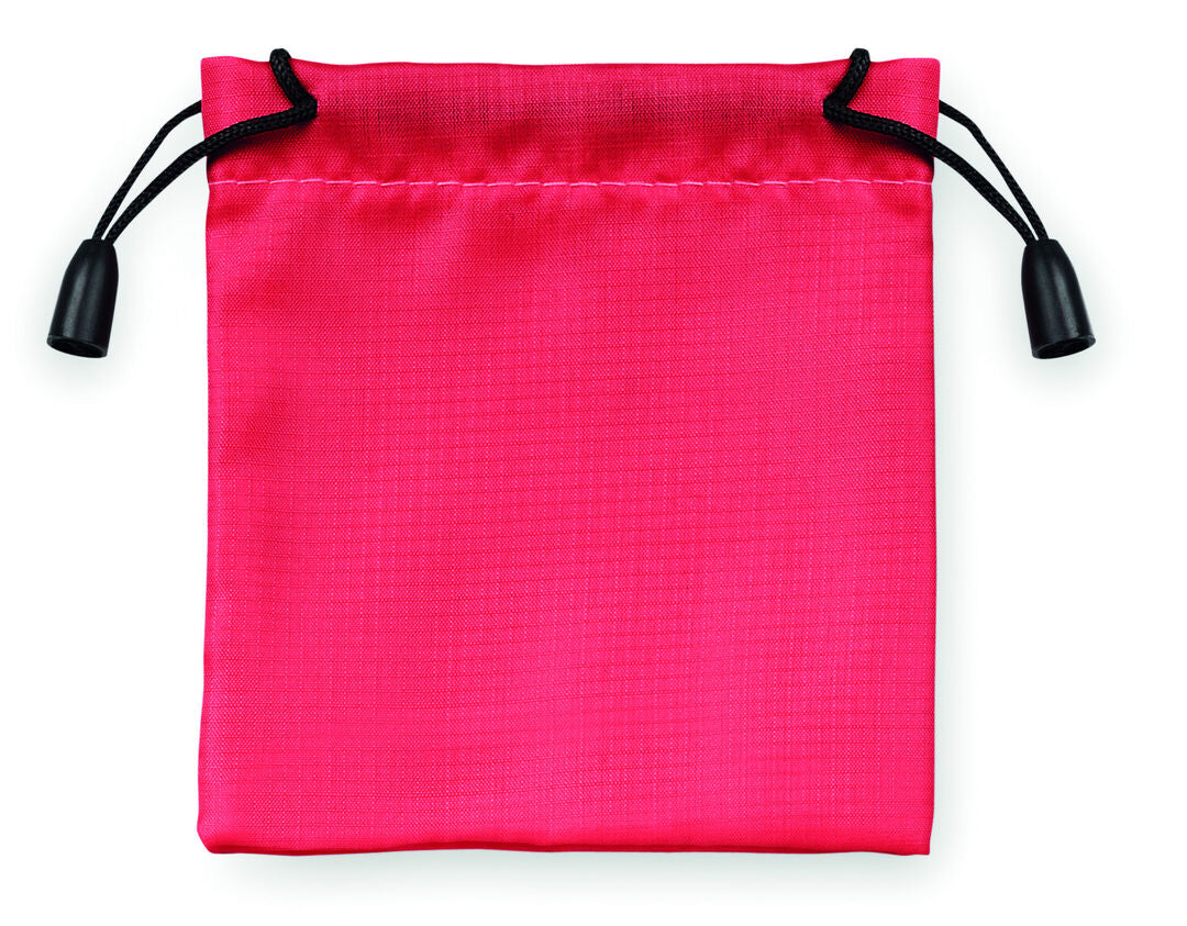 Sac en polyester soyeux, fermeture à cordelettes, diverses teintes au choix.