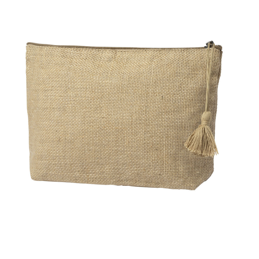 Petite trousse de toilette en toile de jute laminé avec fermeture éclair LINDAK