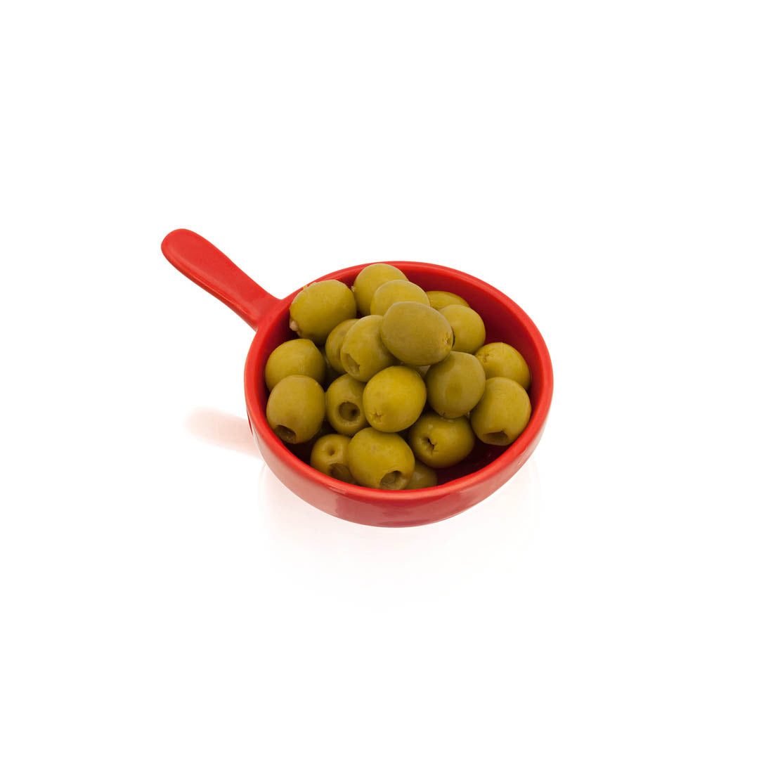 Plat à entrée personnalisable en céramique rouge avec des olives dedans