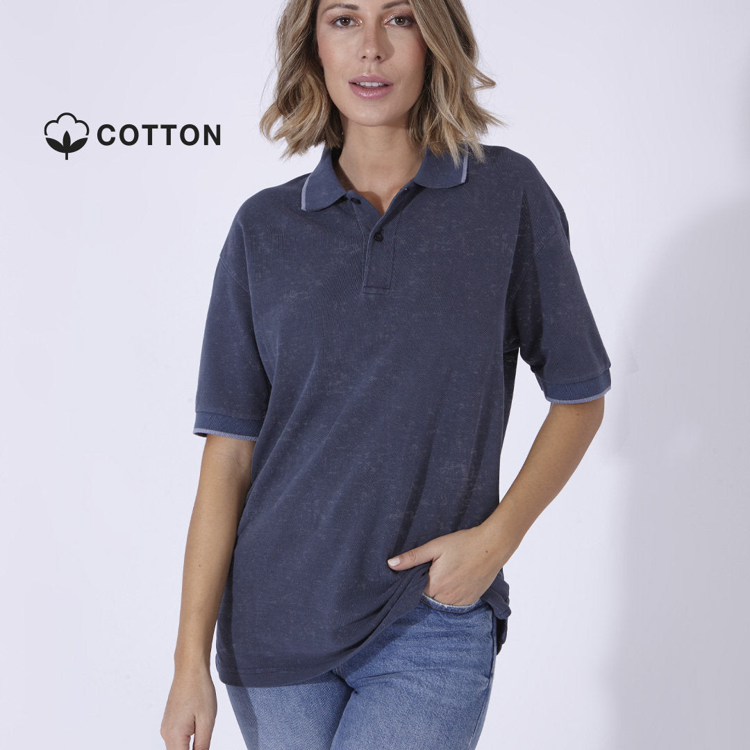 Polo à manches courtes avec effet jean délavé 100% coton KEN