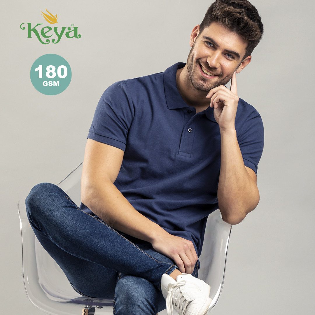 Polo piqué couleur pour adulte 100% coton de 180gr/m2 ring spun KEYA MPS180