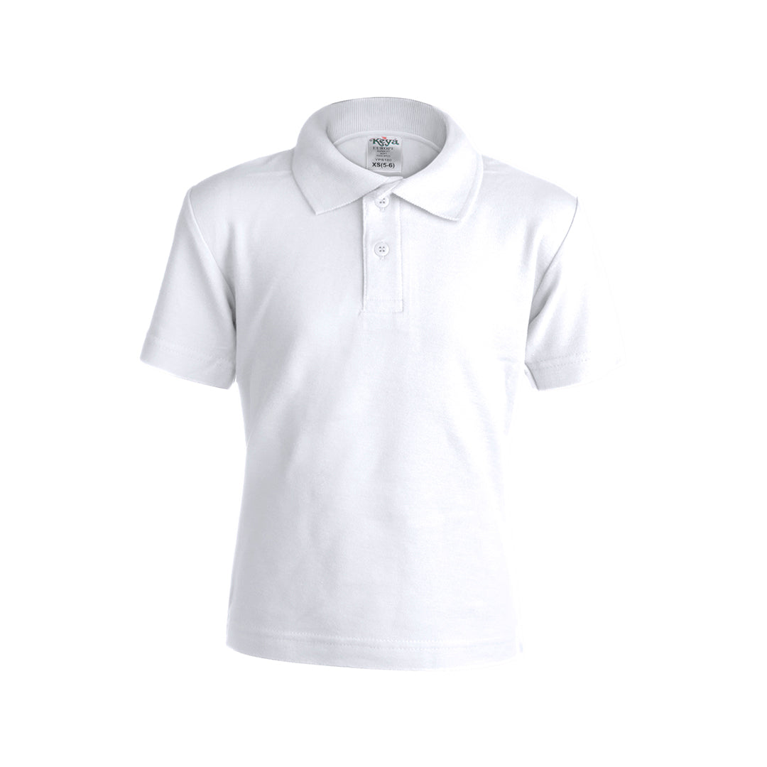 Polo piqué pour enfant 100% coton de 180gr/m2 ring spun blanc KEYA YPS180