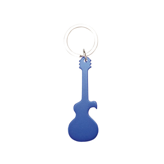 Porte-clés décapsuleur en forme de guitare, un accessoire ludique et pratique en aluminium.