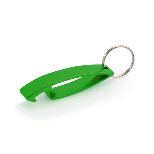 Porte-clés décapsuleur en aluminium, personnalisable avec marquage laser.