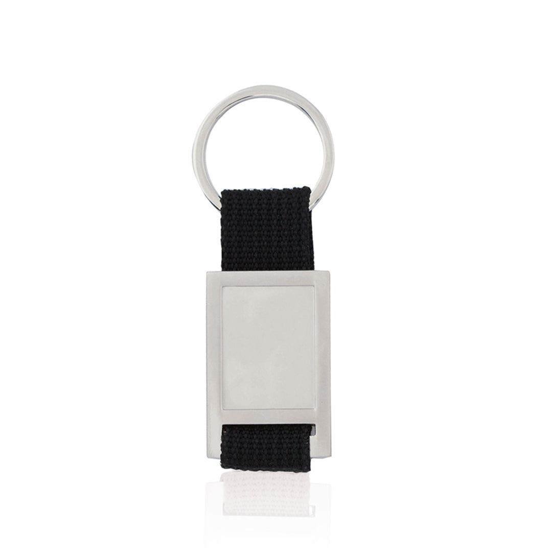 Accessoire porte-clés avec ruban en polyester dans des couleurs variées. Personnalisable.