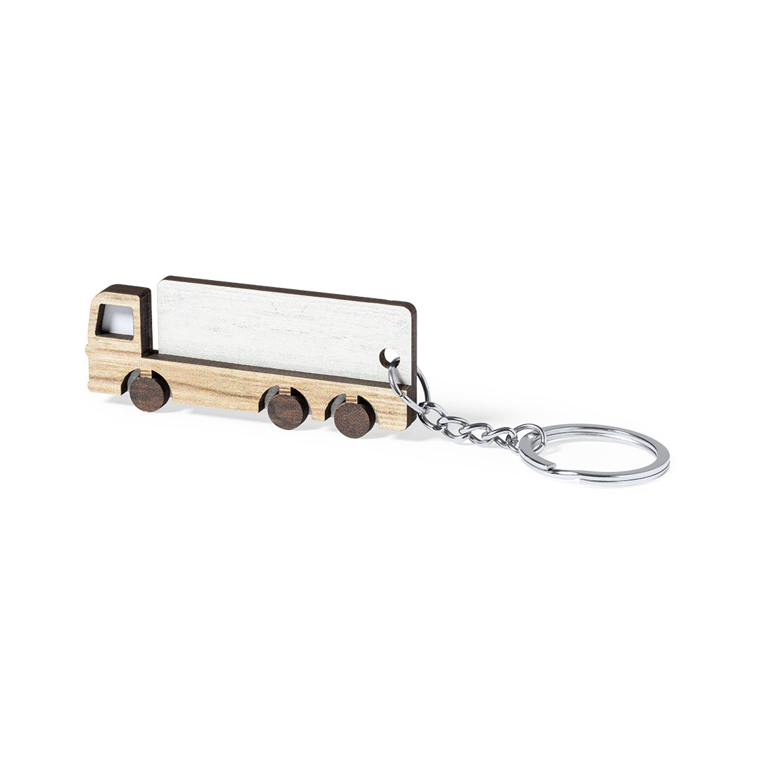 Porte-clés au design de camion en bois naturel TRENCY personnalisable logo