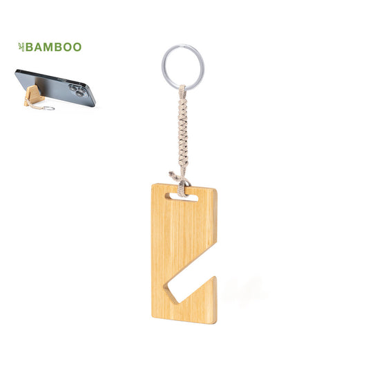 Porte-clés Nature en bambou avec support pour smartphone