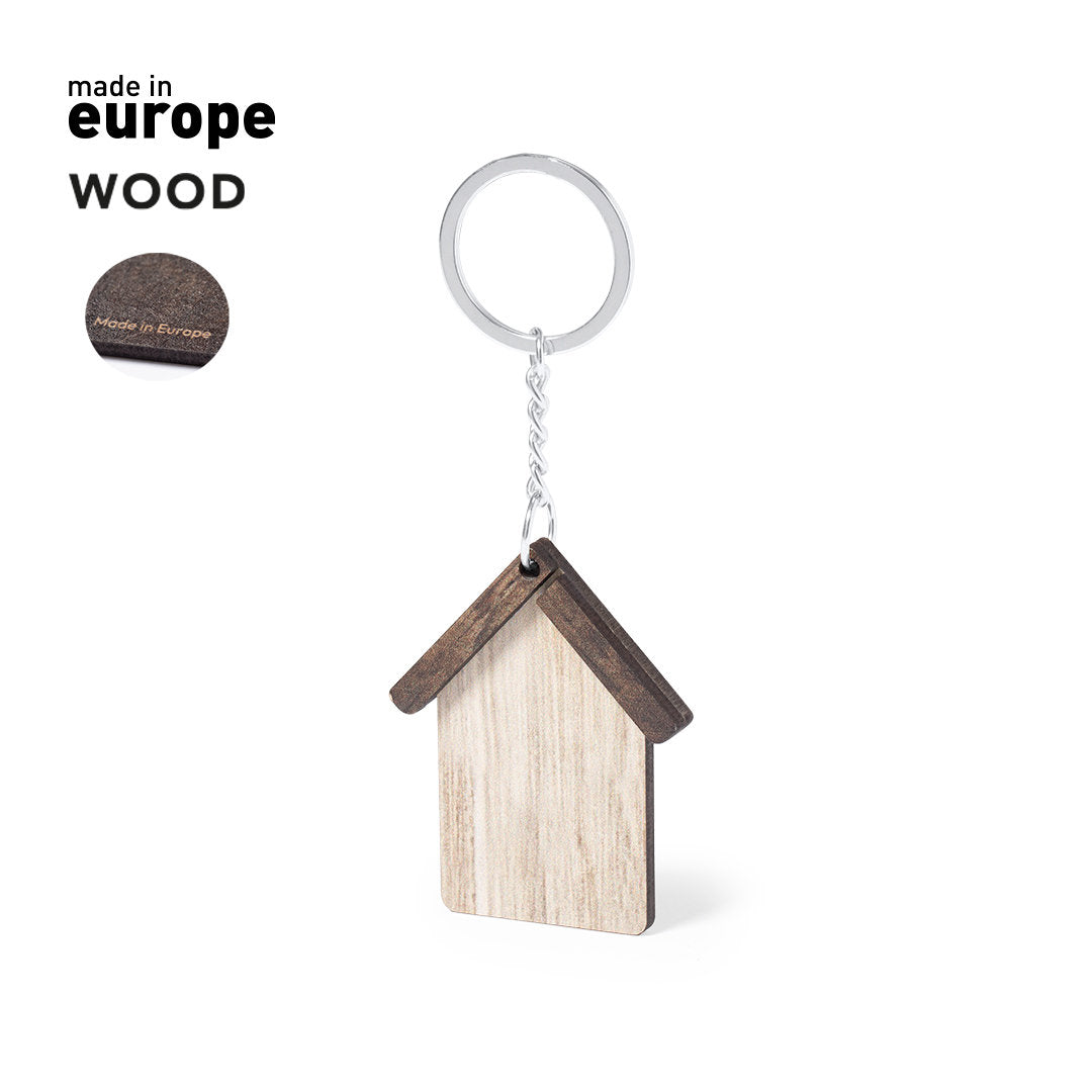 Porte-clés au design de voiture en bois naturel avec finition bicolore