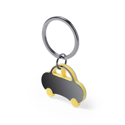 Accessoire porte-clés en acier inoxydable bicolore avec design de voiture. Personnalisable - Tendance et pratique.